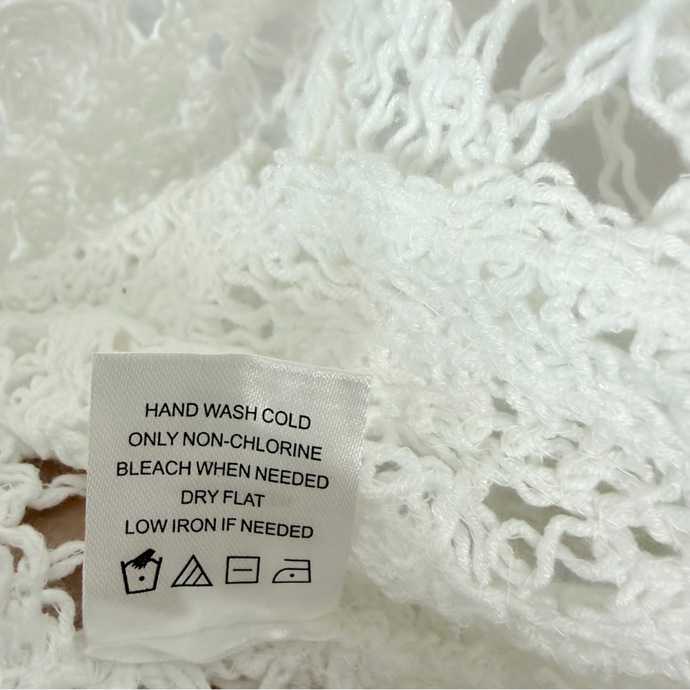 Nina Leonard Fairy Crochet Lace Kimono XL White Open Knit Cottage Coastal Boho - Picture 10 of 10